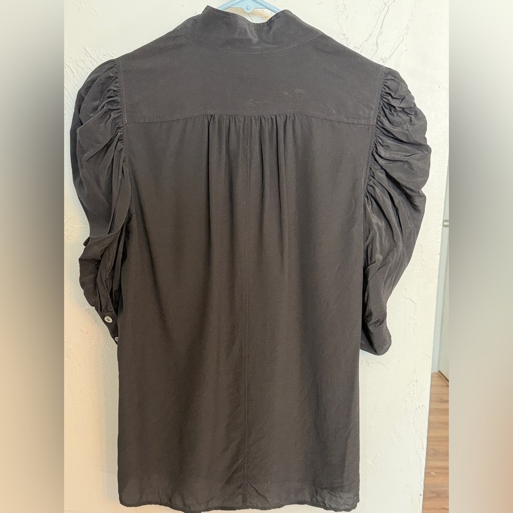 FRAME Woman’s Gillian Puff Sleeve Silk Blouse. Size L. 100% silk - Picture 13 of 16
